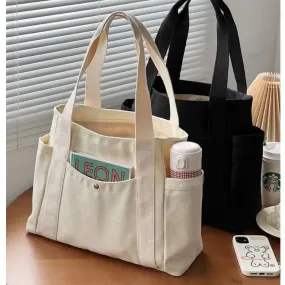 Uakiss Large Capacity Canvas Tote Bags for Work Commuting Carrying Bag College Style Student Outfit Book Shoulder Bag
