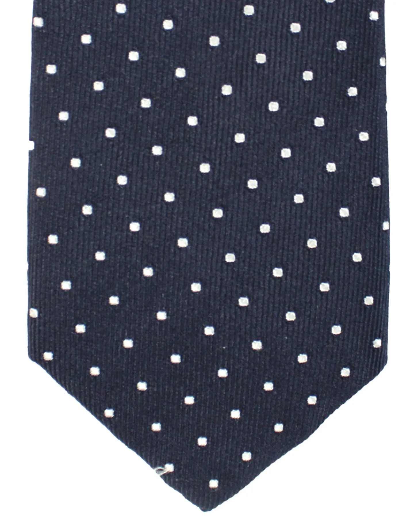 Ungaro Silk Tie Dark Blue Dots - Narrow Cut Designer Necktie