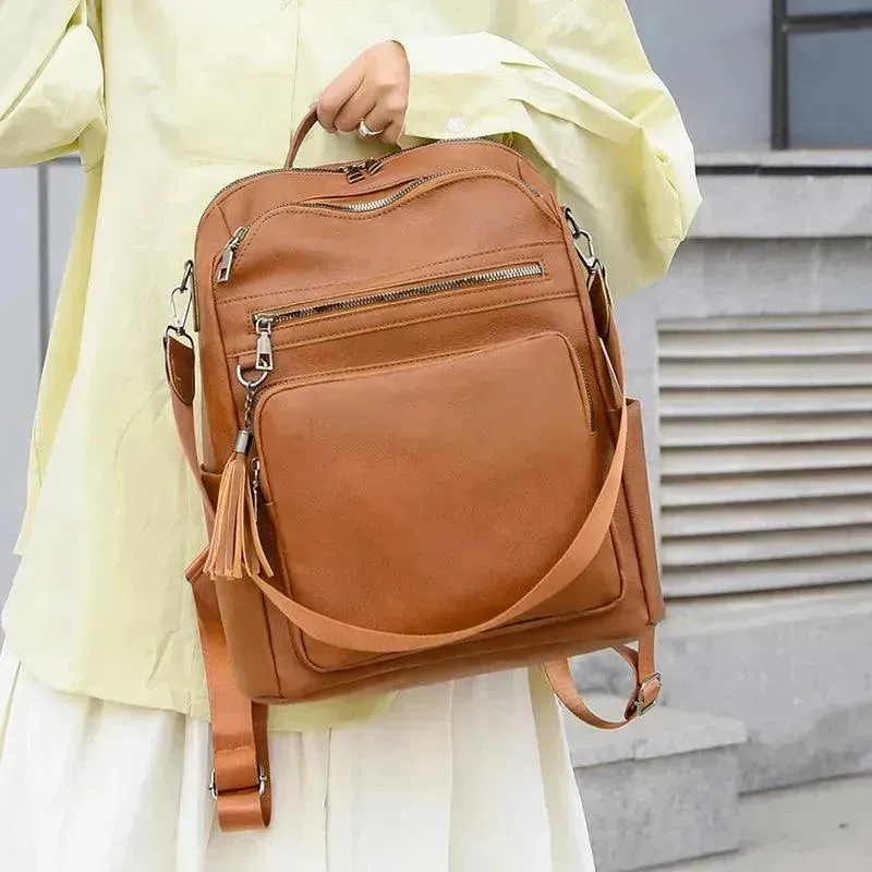 Vintage Style Women's Leather Backpack