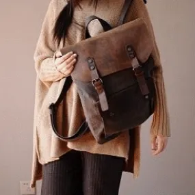 VINTAGE TAR™ Rucksack Tasche Damen aus Canvas & Leder Schultertasche Vintage
