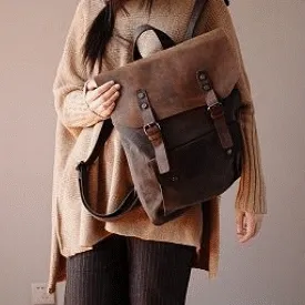 VINTAGE TAR™ Rucksack Tasche Damen aus Canvas & Leder Schultertasche Vintage