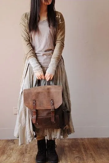 VINTAGE TAR™ Rucksack Tasche Damen aus Canvas & Leder Schultertasche Vintage