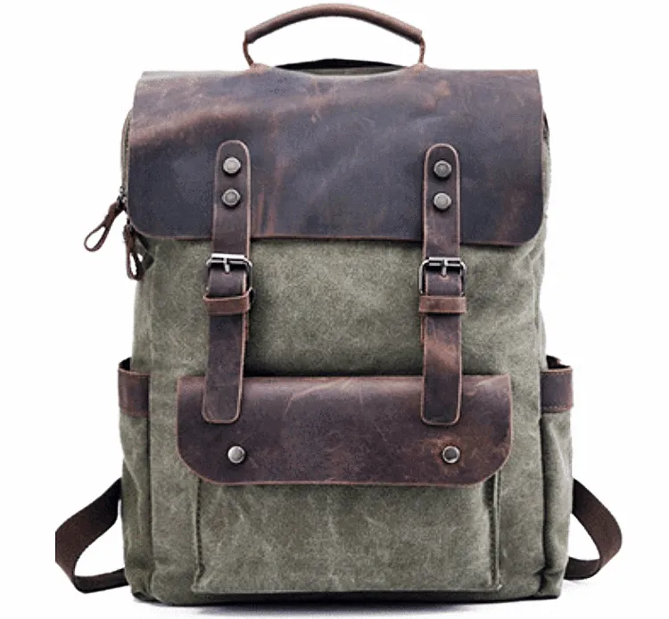 VINTAGE TAR™ Rucksack Tasche Damen aus Canvas & Leder Schultertasche Vintage