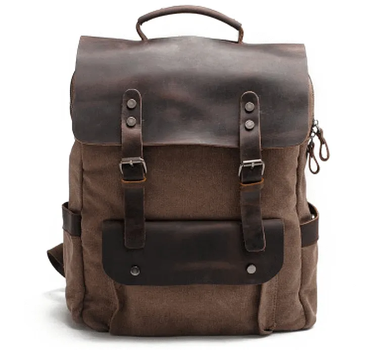 VINTAGE TAR™ Rucksack Tasche Damen aus Canvas & Leder Schultertasche Vintage