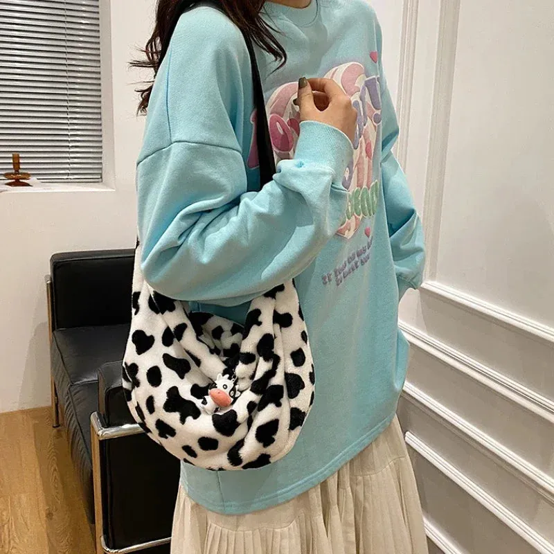 Vvsha Cow Pattern Elegant Design Women Tote Handbags Casual Large Capacity Ladies Shoulder Bag Simple Fashion Female Messenger Bags