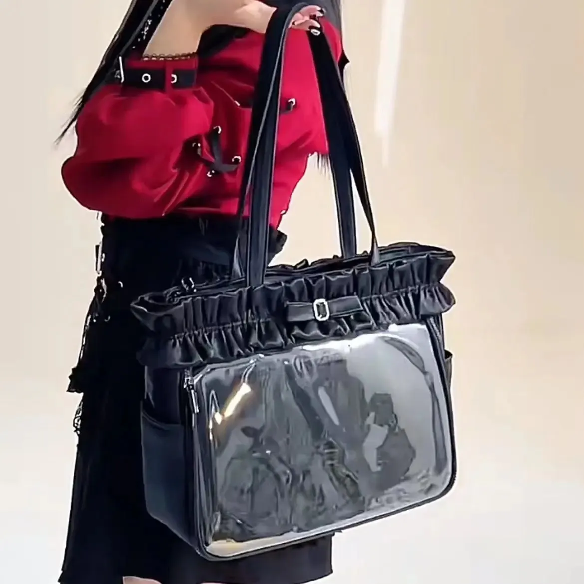 Vvsha JIAERDI Kawaii Ita Bags Women New Design Ruched Large Capacity Tote Bags Female Subculture JK Uniform DIY Badge Shoulder Bags