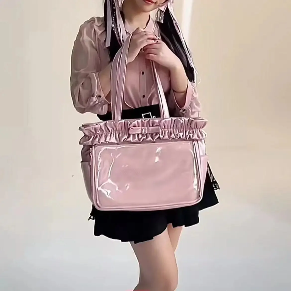 Vvsha JIAERDI Kawaii Ita Bags Women New Design Ruched Large Capacity Tote Bags Female Subculture JK Uniform DIY Badge Shoulder Bags