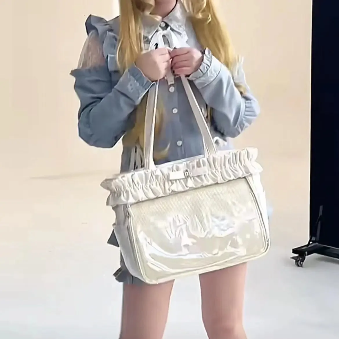 Vvsha JIAERDI Kawaii Ita Bags Women New Design Ruched Large Capacity Tote Bags Female Subculture JK Uniform DIY Badge Shoulder Bags