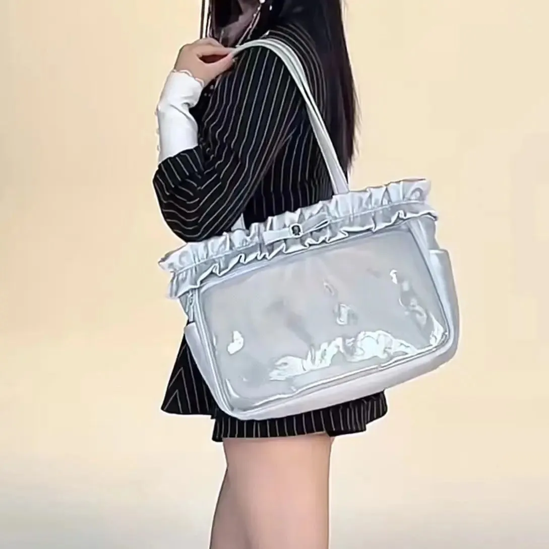 Vvsha JIAERDI Kawaii Ita Bags Women New Design Ruched Large Capacity Tote Bags Female Subculture JK Uniform DIY Badge Shoulder Bags