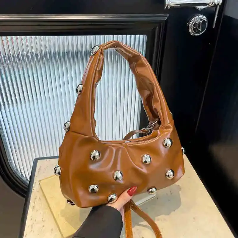 Vvsha Korean Handheld Rivet Decoration Design Bag Light Luxury Personalized Crossbody Bag Fashion One Shoulder Underarm Bag For Women