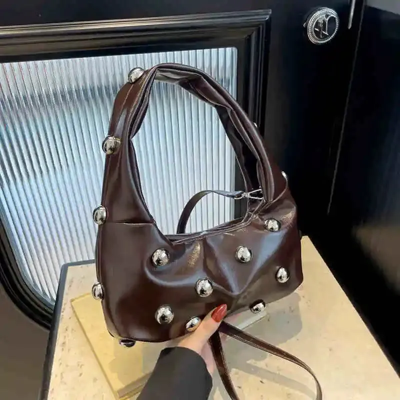 Vvsha Korean Handheld Rivet Decoration Design Bag Light Luxury Personalized Crossbody Bag Fashion One Shoulder Underarm Bag For Women