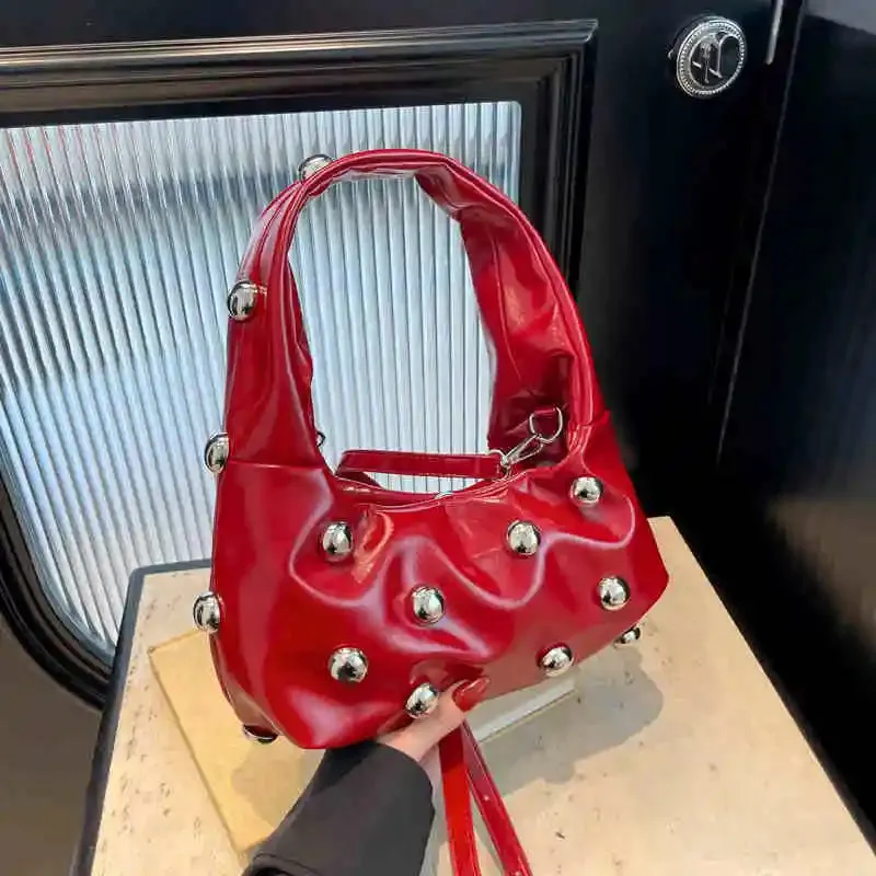 Vvsha Korean Handheld Rivet Decoration Design Bag Light Luxury Personalized Crossbody Bag Fashion One Shoulder Underarm Bag For Women