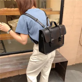 Vvsha Korean Preppy Style Student School Bag Pu Leather Female Messenger Bags Vintage Multifunctional Women Shoulder Bag Ladies Totes