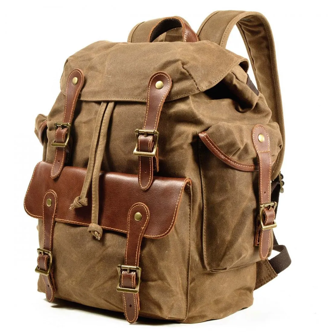 WAX SCOUT™ Groß Rucksack aus gewachste Canvas mit Leder für Damen & Herren