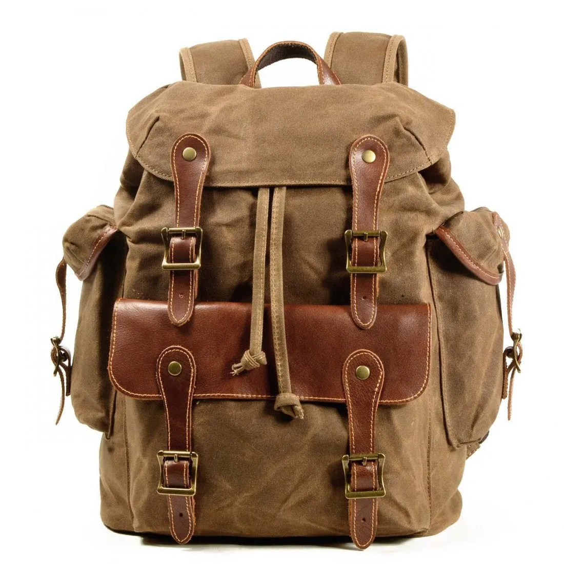 WAX SCOUT™ Groß Rucksack aus gewachste Canvas mit Leder für Damen & Herren