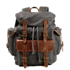 WAX SCOUT™ Groß Rucksack aus gewachste Canvas mit Leder für Damen & Herren