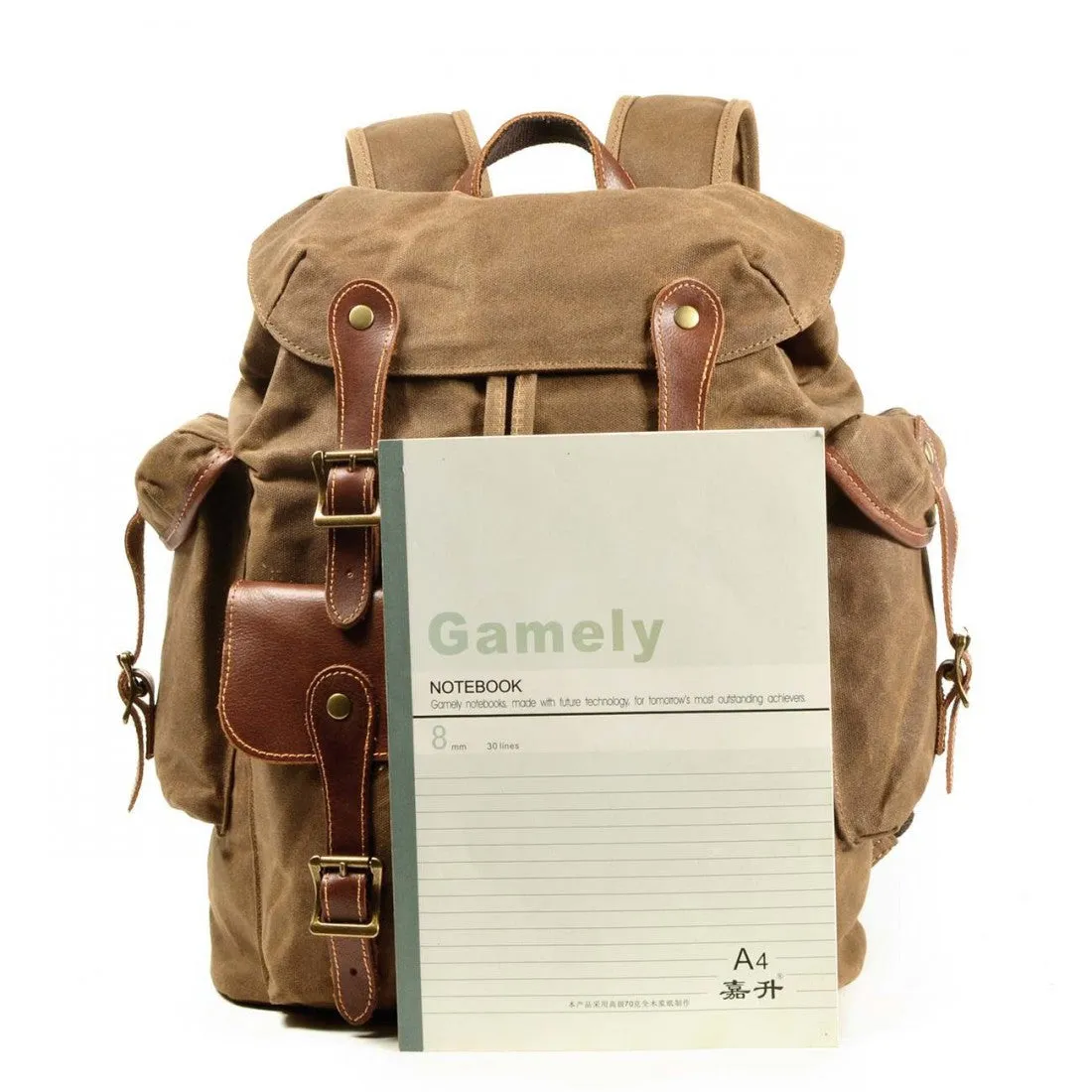 WAX SCOUT™ Groß Rucksack aus gewachste Canvas mit Leder für Damen & Herren