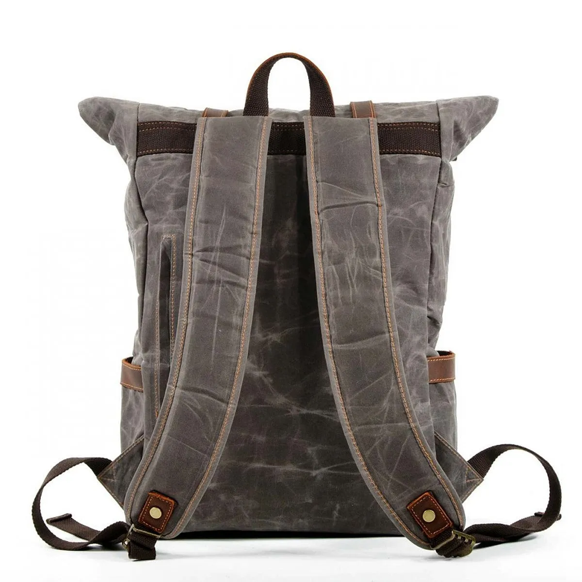 WAX Vintage ™ Groß Stadtrucksack aus gewachste Segeltuch mit Echtleder. Unisex