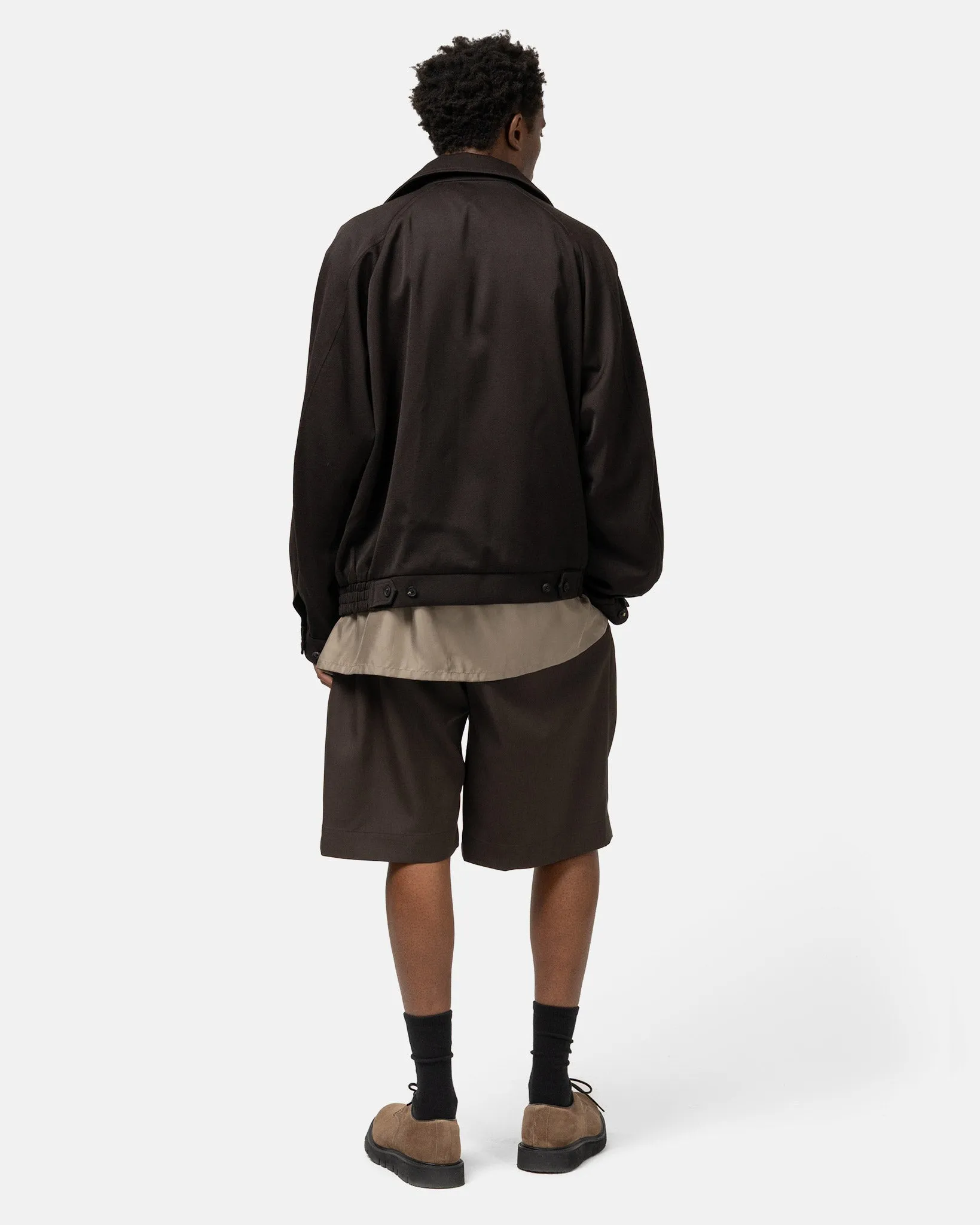 Wide Easy Short Trousers Grey Khaki