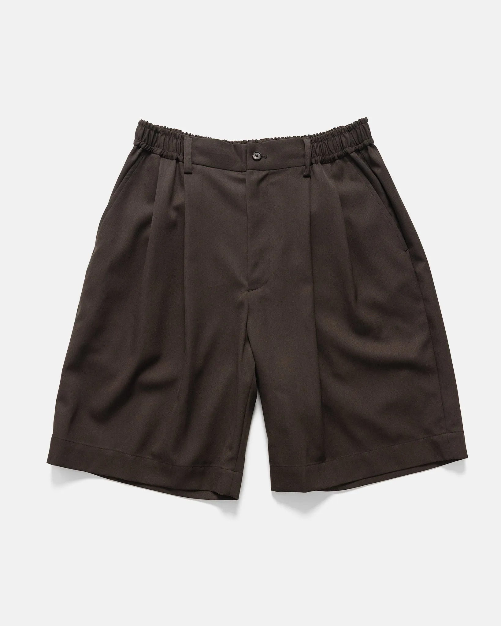 Wide Easy Short Trousers Grey Khaki