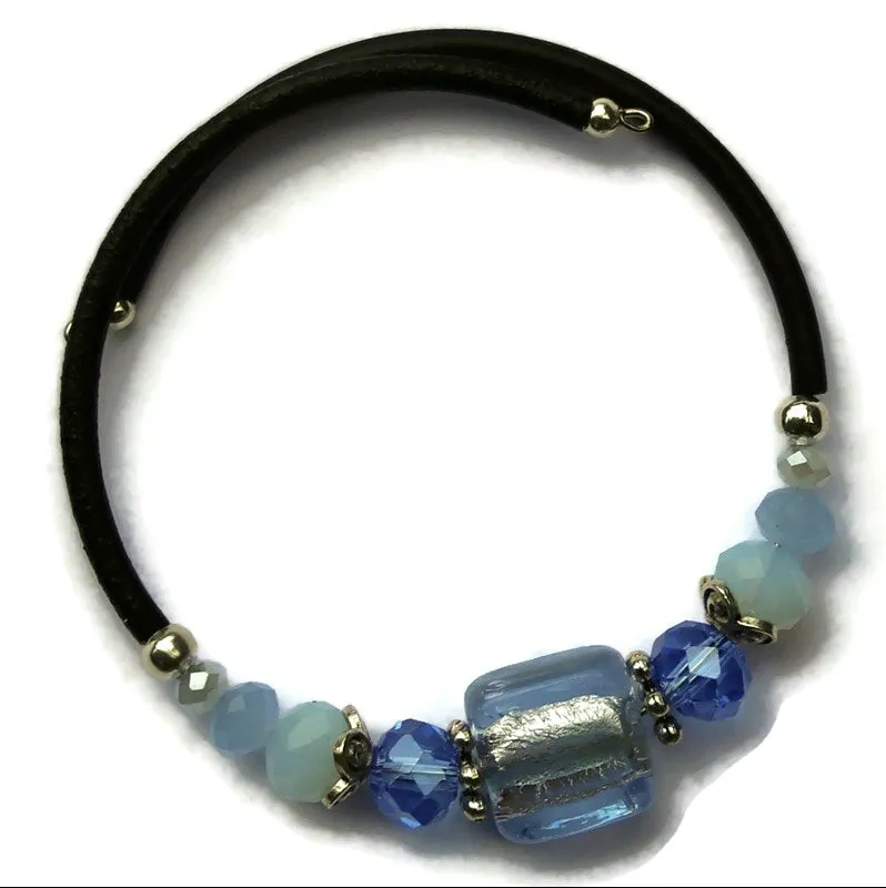 Wrap Bracelet - Light Sapphire Silver Foil Glass