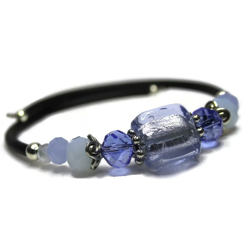 Wrap Bracelet - Light Sapphire Silver Foil Glass